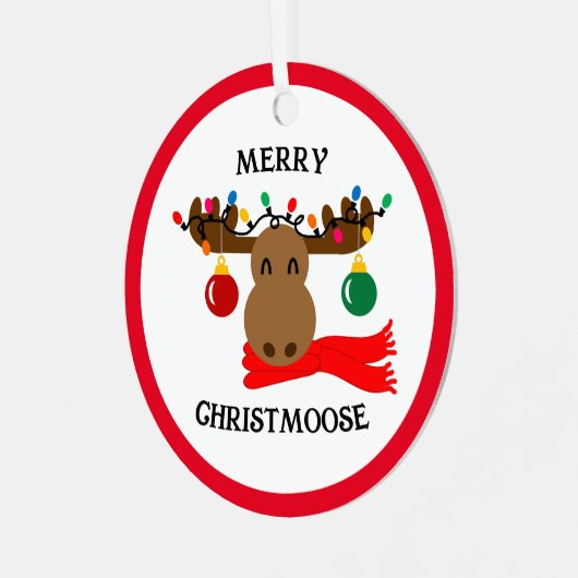 Merry Christmoose Funny Kerstmis Metalen Ornament (Voorkant links)