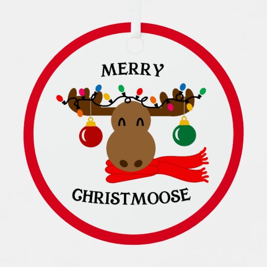 Merry Christmoose Funny Kerstmis Metalen Ornament (Voorkant)