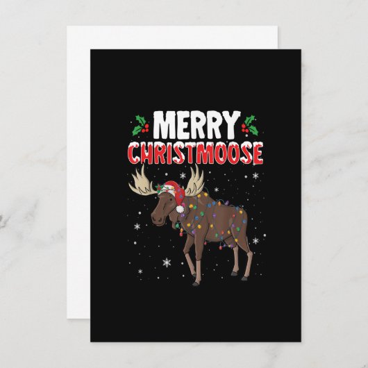 Merry Christmoose Funny Kerstmis Moose Kerstmis Kaart (Voorkant / Achterkant)