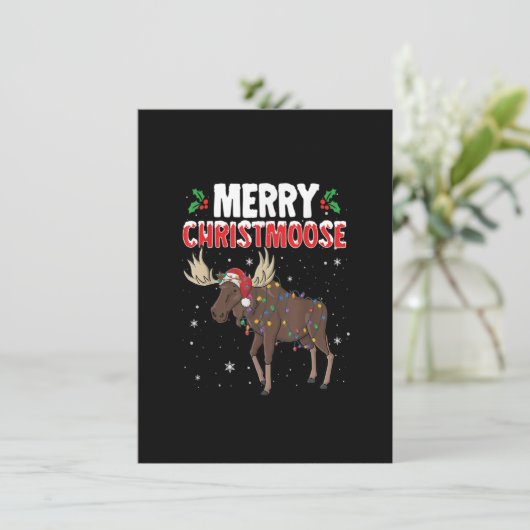 Merry Christmoose Funny Kerstmis Moose Kerstmis Kaart (Staand voorkant)