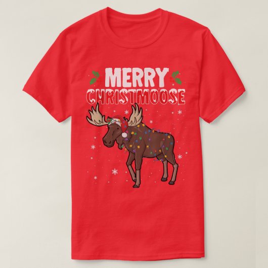 Merry Christmoose Funny Kerstmis Moose Kerstmis T-shirt (Design voorkant)