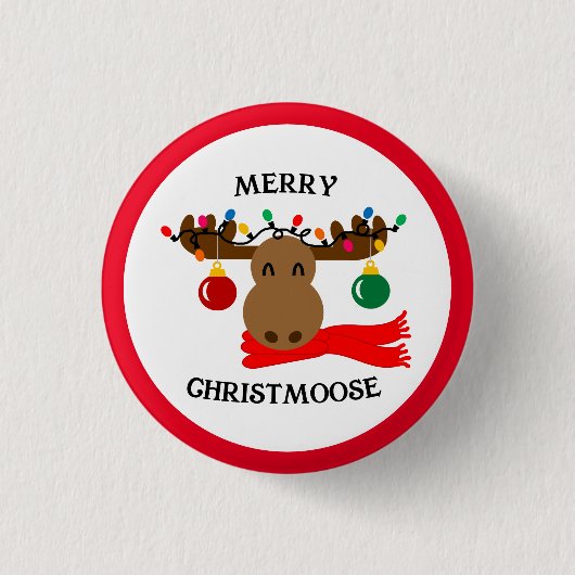 Merry Christmoose Funny Kerstmis Ronde Button 3,2 Cm (Voorkant)