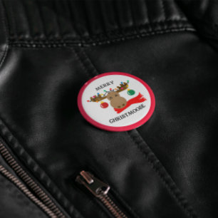 Merry Christmoose Funny Kerstmis Ronde Button 3,2 Cm