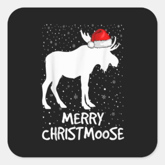 Merry Christmoose Funny Pet Santa Kerstmis Vierkante Sticker