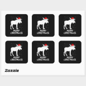 Merry Christmoose Funny Pet Santa Kerstmis Vierkante Sticker (Vel)