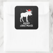 Merry Christmoose Funny Pet Santa Kerstmis Vierkante Sticker (Tas)