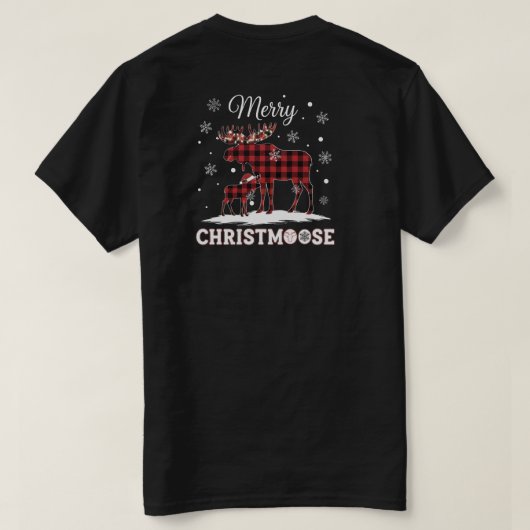 Merry Christmoose, Funny Rustic Christmas T-shirt (Design achterkant)