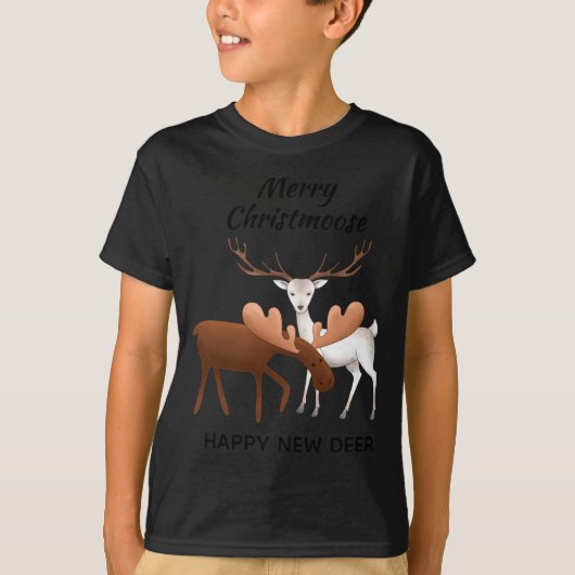 Merry Christmoose Happy New Deer T Shirt  (Voorkant)