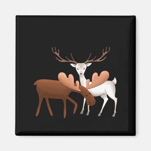 Merry Christmoose Happy New Deer T Shirt Magneet (Voorkant)