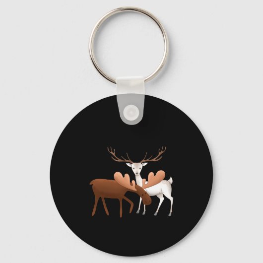 Merry Christmoose Happy New Deer T Shirt Sleutelhanger (Voorkant)