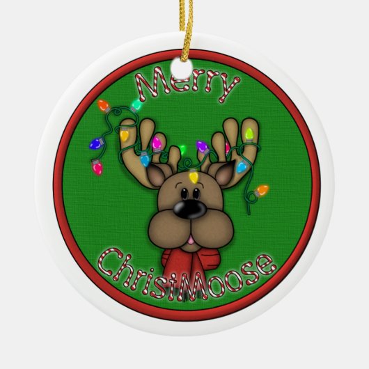 Merry Christmoose Keramisch Ornament (Voorkant)