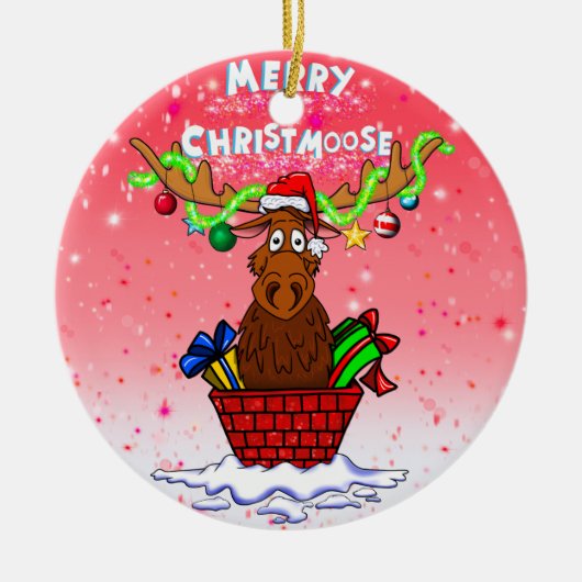 "Merry Christmoose" kerstkerstkerstversiering Keramisch Ornament (Voorkant)