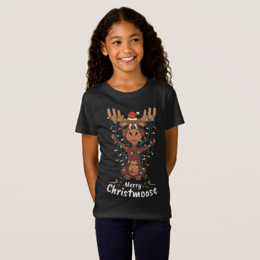 Merry Christmoose Kerstmis Mooses Xmas Light T-shirt (Voorkant volledig)