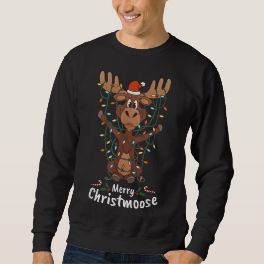 Merry Christmoose Kerstmis Mooses Xmas Light Trui (Voorkant)