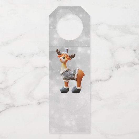 Merry Christmoose met een pet Flessenhanger (Achterkant)