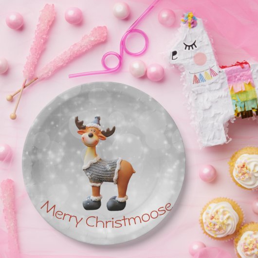 Merry Christmoose met een pet Papieren Bordje (Feest)