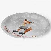 Merry Christmoose met een pet Papieren Bordje (Gekanteld)