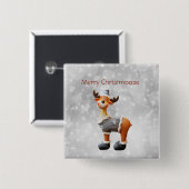Merry Christmoose met een pet Vierkante Button 5,1 Cm (Voorkant /achterkant)