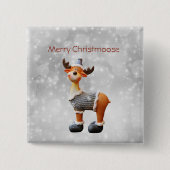 Merry Christmoose met een pet Vierkante Button 5,1 Cm (Voorkant)
