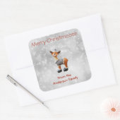 Merry Christmoose met een pet Vierkante Sticker (Envelop)