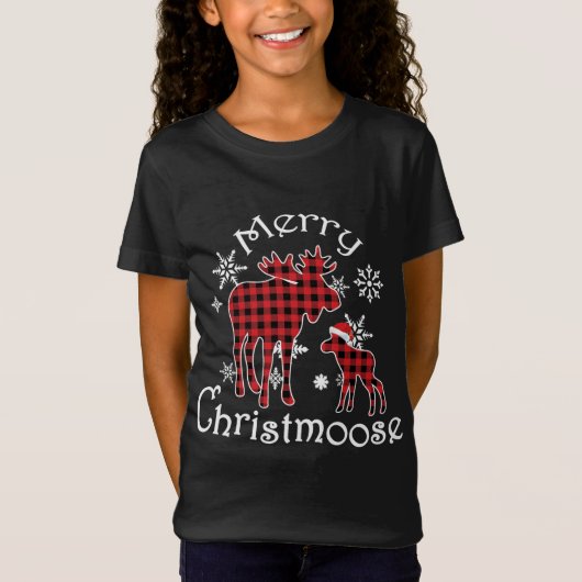 Merry Christmoose Moose Buffalo Red Play Christma T-shirt (Voorkant)