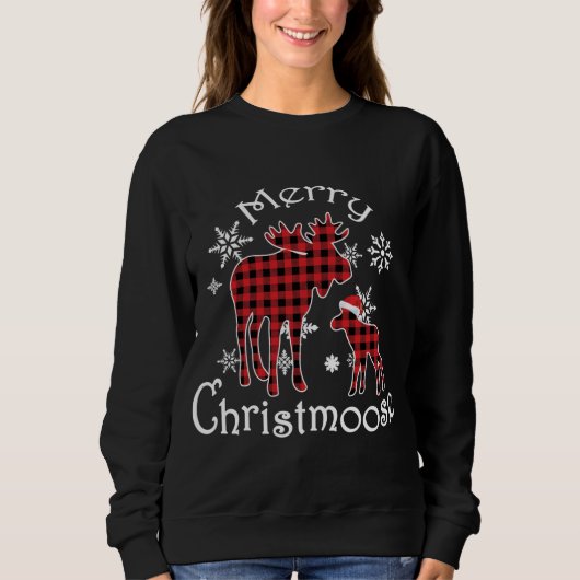 Merry Christmoose Moose Buffalo Red Play Christma Trui (Voorkant)