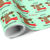 Merry Christmoose Persoonlijke Kerstmis Cadeaupapier (Rol Hoek)