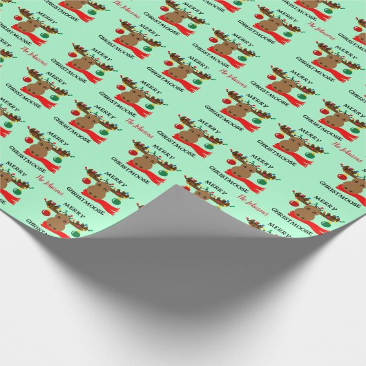 Merry Christmoose Persoonlijke Kerstmis Cadeaupapier (Hoek)