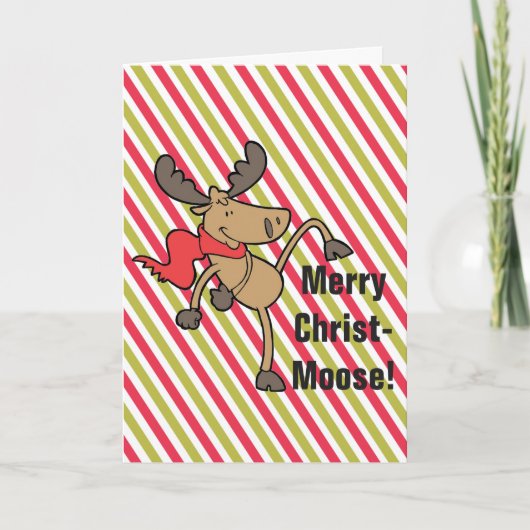 Merry Christmoose Schattige Moose Christmas Feestdagen Kaart (Voorkant)