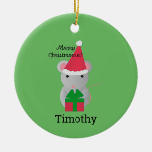 Merry Christmouse Cute Kerstmuis Keramisch Ornament