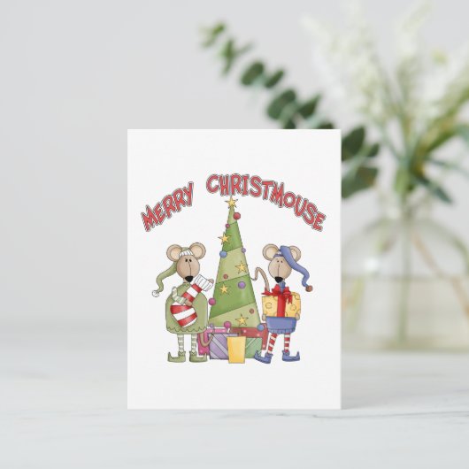 Merry Christmouse Feestdagenkaart (Staand voorkant)