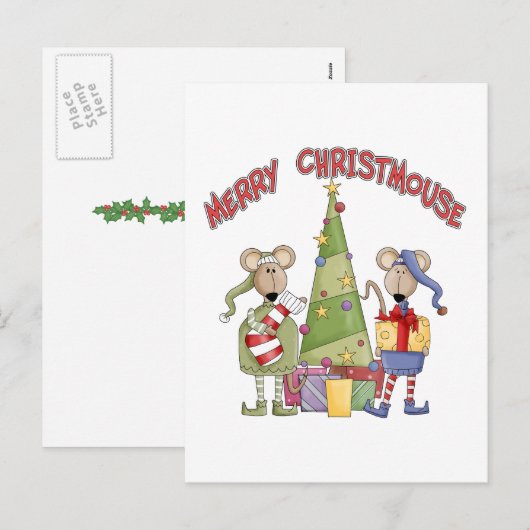 Merry Christmouse Feestdagenkaart (Voorkant / Achterkant)