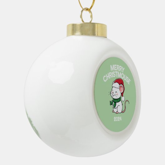 Merry Christmouse Keramische Bal Ornament (Links)