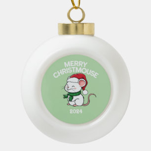 Merry Christmouse Keramische Bal Ornament