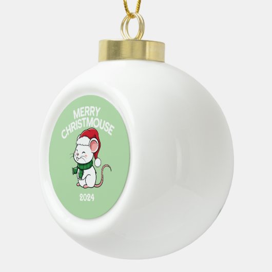 Merry Christmouse Keramische Bal Ornament (Rechts)