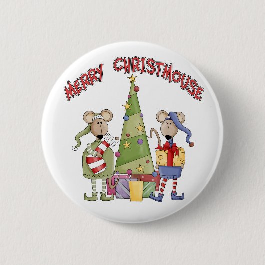 Merry Christmouse Ronde Button 5,7 Cm (Voorkant)