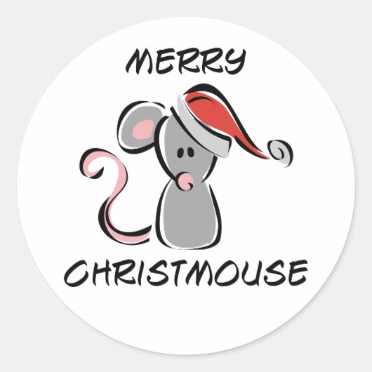 Merry Christmouse Ronde Sticker (Voorkant)