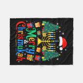 Merry Christmukkah Hanukkah Christmas Tree Xmas Fa Fleece Deken (Voorkant (Horizontaal))