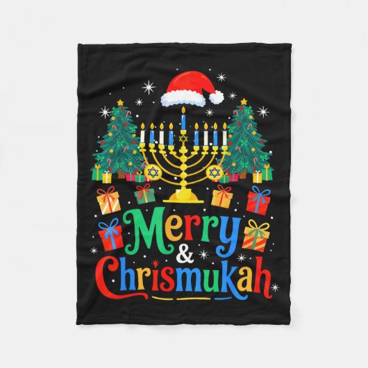Merry Christmukkah Hanukkah Christmas Tree Xmas Fa Fleece Deken (Voorkant)