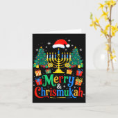 Merry Christmukkah Hanukkah Christmas Tree Xmas Fa Kaart (Gele Bloem)