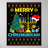Merry Christmukkah Hanukkah Christmas Tree Xmas Fa Poster (Voorkant)