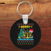 Merry Christmukkah Hanukkah Christmas Tree Xmas Fa Sleutelhanger (Voorkant)
