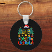 Merry Christmukkah Hanukkah Christmas Tree Xmas Fa Sleutelhanger (Voorkant)