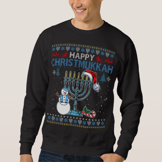Merry Christmukkah Jewish Hanukkah Kerstmis Ugly Trui (Voorkant)