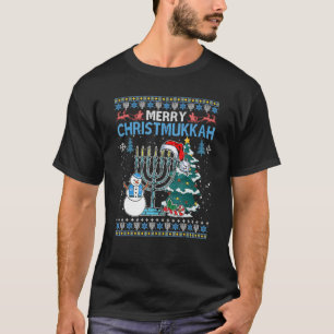 merry christmukkah menorah lelijke hanukkah chanuk t-shirt