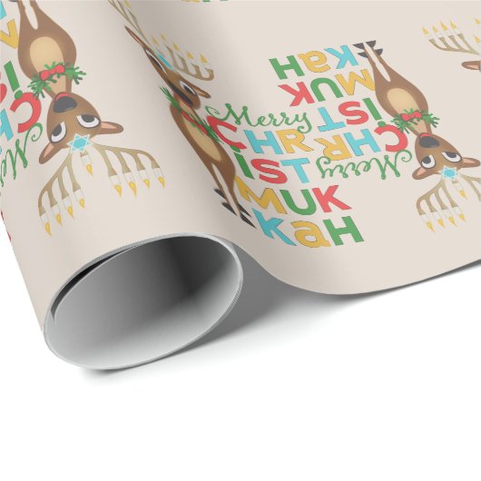Merry Christmukkah Reindeer Cadeaupapier (Rol Hoek)