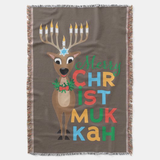 Merry Christmukkah Reindeer Deken (Voorkant Verticaal)