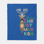 Merry Christmukkah Reindeer Fleece Deken (Voorkant)