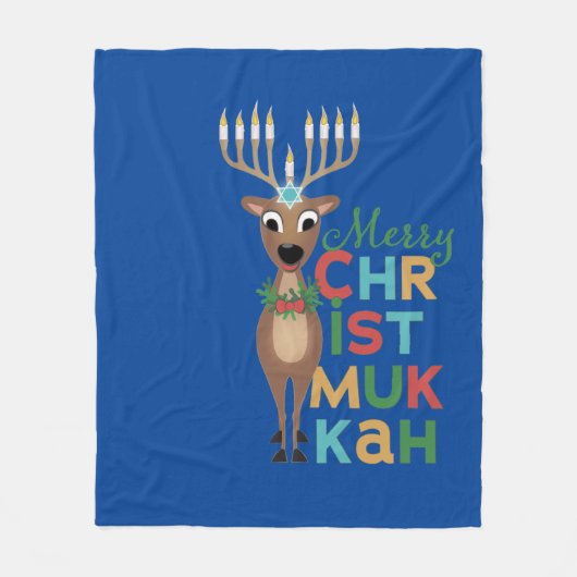 Merry Christmukkah Reindeer Fleece Deken (Voorkant)