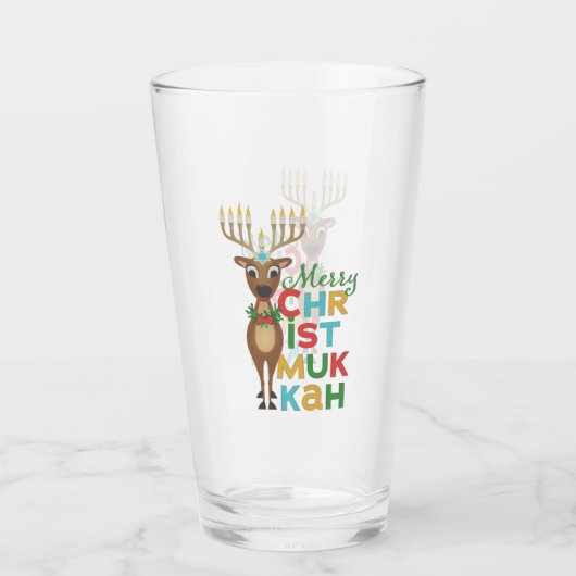 Merry Christmukkah Reindeer Glas (Achterkant)